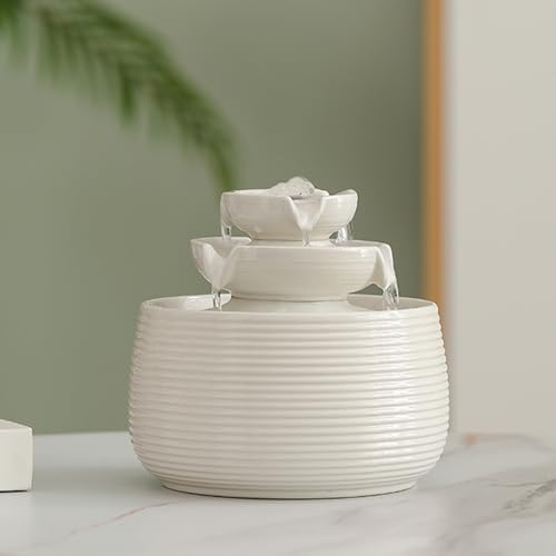 Outdoor and Indoor Water Feature Fountain Waterfall Tabletop Desktop mini Ceramic Garden Fountain (White A170) by Unknown