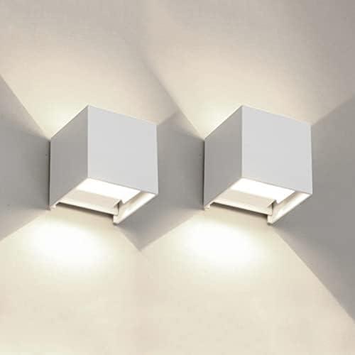 2 PCS 12W Outdoor Sconces Wall Lights LED Exterior/Interior Up and Down Lights IP65 Waterproof Modern Outdoor Lighting Fixtures Square Aluminum Exterior Wall Mount Light White 4000K Natural Lights by MilleLucciole