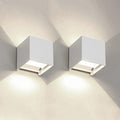 2 PCS 12W Outdoor Sconces Wall Lights LED Exterior/Interior Up and Down Lights IP65 Waterproof Modern Outdoor Lighting Fixtures Square Aluminum Exterior Wall Mount Light White 4000K Natural Lights by MilleLucciole
