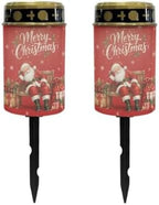 Poceacles Christmas Cemetery Candle Grave Lights Outdoor Waterproof Decoration Pathway Lights Garden Solar Candle for Garden Lawn Decor, Santa Claus Red Print, 2 Pack by Poceacles