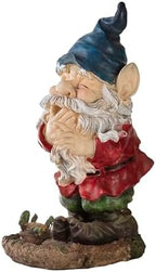 Alpine Corporation 15" Tall Outdoor Garden Gnome Smiling Yard Statue Decoration, Multicolor - Image 4
