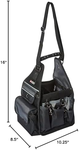 McGuire-Nicholas Electrician's Tote, Easy Carry Tool Bag for Electricians, Multi Pocket and Loop Design for Tools and Electrical Equipment , Black and Silver - MN-22128 - Image 4