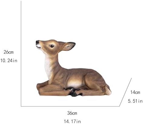 Decorative Deer Garden Statue, Lifelike Resting Fawn Figurine, Brown - Image 3