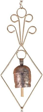 Rustic Gold Metal Wind Chimes for Outside Yard Decor – 33" Diamond Frame Hanging Wind Catcher - Bronze Finish Garden Accent for Porch, Balcony, Meditation, Memorial, or Outdoor Entryway - Image 6