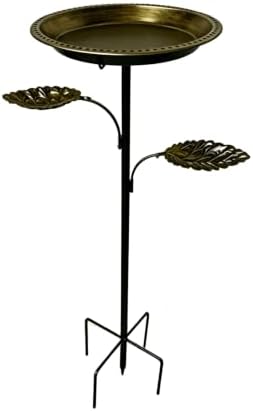 Bird Bath and Feeder for Outside, 12 Inch Bowl 36 Inch Tall Antique Bronze Birdbaths with 5-Prong Ground Stake and Detachable Bowl by Unknown