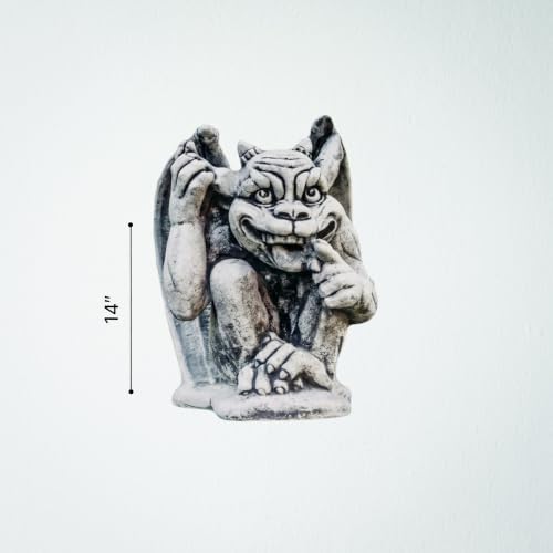 OLOMA Whimsical Smiling Concrete Gargoyle Garden Statue Handcrafted Gothic Outdoor Fantasy Sculpture Yard Patio Porch Landscaping Decor Weather Proof Accent Decor - Image 6