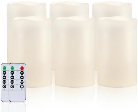 Homemory 4x6 Waterproof Flameless Candles, Remote Timer, White, Set of 6 by Homemory