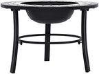 Outdoor Fire Pit 26.8 Inch Black and White Ceramic Steel Bowl with Three-Leg Stand and Tabletop for Garden Patio Campfire BBQ - Image 3