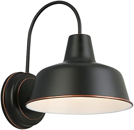 Design House Mason Farmhouse Gooseneck Barn Light, Outdoor Exterior Porch or Patio Wall Light Fixture, Oil Rubbed Bronze, 8 Inch Diameter, 1-Pack, 519504 by DesignHouse