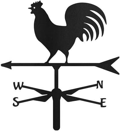 Rooster Weathervane Metal Garden Stake Decorative, Farmhouse Design Silhouette Gifts Statues for Yard Art, Outside, Patio, Outdoor Decor, Garden Decorations, Lawn Ornaments - 14" Black - Image 2