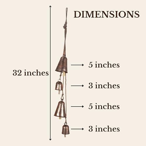 Handmade Farmhouse Vintage Decorative Bells, Hanging Witches Bells for Protection, Cow Bell Wind Chime for Outdoor Garden, Door Knob Bell for Door Opening, Witchcraft Christmas Wreaths Ornament Decor - Image 2