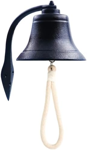 Hanging Bell Dinner Bell Outdoor Bell Bracket Mount Wall Bell Indoor Rope Bell Ship/Boat/Nautical/Door/School/Reception/Home/Church Bell (Pro-Black) by WMM