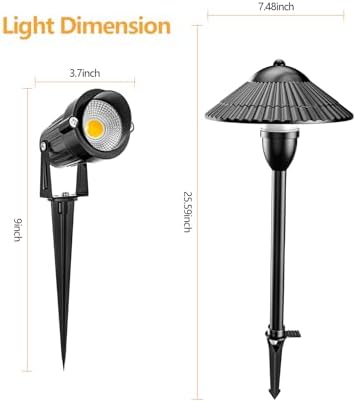 ZUCKEO LED Landscape Lighting Low Voltage Pathway Lights 12V 24V Landscape Light Kit, Outdoor Aluminum Landscape Spotlights Path Lights Waterproof for Garden Yard House Decoration(12Pack) - Image 5