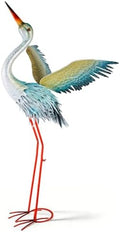 40" Metal Crane Garden Statue, Large Outdoor Heron Sculpture by ViteenLight