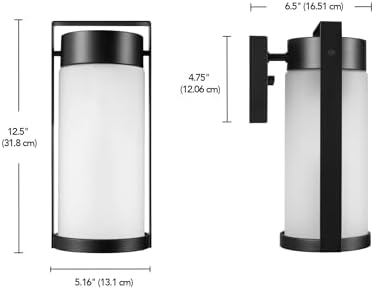 Globe Electric 60000165 1-Light Outdoor Wall Sconce, Matte Black, Frosted Glass - Image 4