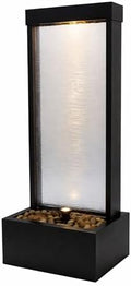 Alpine Corporation MLT170S 48" Indoor Outdoor Waterfall Fountain with LED Light Modern Glass & Aluminum Black Wall Water Feature for Home, Patio, Garden Décor Soothing Cascading Indoor Water Fountain by Unknown