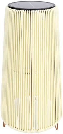 FTVOGUE Solar Rattan Lantern with Vintage Style IP44 Handwoven Wicker for Patio Garden Decorative Outdoor Lighting (Trapezoid White) - Image 3