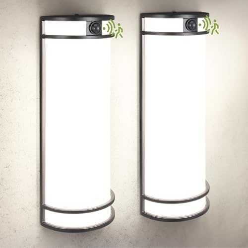 ASD LED Outdoor Sconce Lights, Motion Sensor 3000K 4000K 5000K Black 2 Pack by ASDLightingCorporation