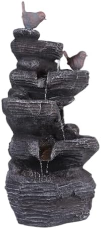 Resin Stone Imitation Waterfall with LED Lights Desktop Waterfall Fountain Tabletop Fountain Relax Decor for Home Office by Unknown