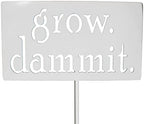 Grow. Dammit. Metal Garden Stake 20 to 28 Inches Tall (Medium 23", White Speckled) by Handmade
