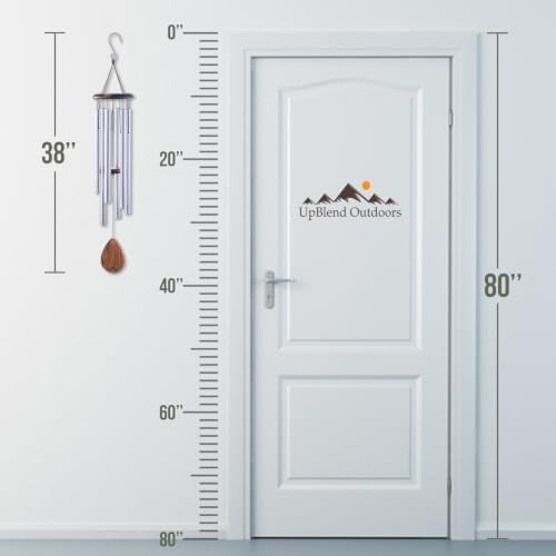 38" Silver Aluminum Wind Chimes for Outside, Deep Tone, E Major Pentatonic - Image 3
