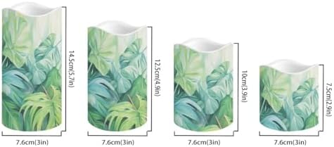 Flameless Light Candles for Home Room Decor Battery Operated Candles with Color Changing Timer Remote Flickering Fake Pillar Candles Tea Lights Table Decorations Green Leaves - Image 2