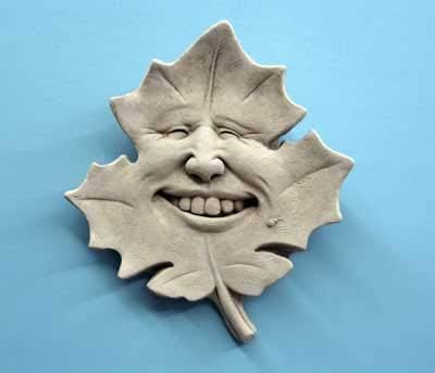 Carruth Studio, Leaf Face Plaque Forest Stump Figurine, Original Sculpture Handcrafted in Stone, Artisan Made - Image 2