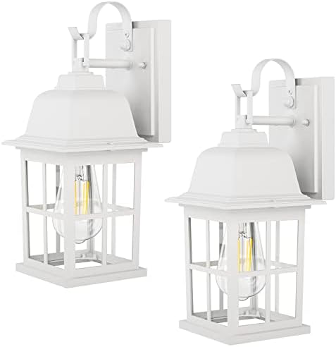 TOBUSA 2-Pack Outdoor Wall Lanterns, 100% Aluminium White Outside Light Fixtures, Waterproof &Anti-Rust Exterior Wall Lanterns Front Porch Lights for House Garage Doorway, Bulbs Not Included by TOBUSA