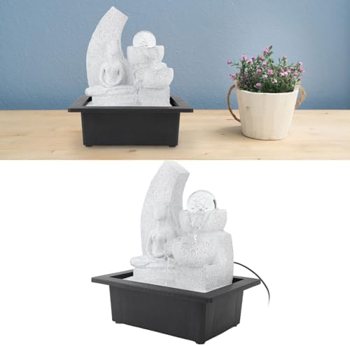Tabletop Water Fountain, Resin Zen Meditation Indoor Waterfall Fountain with LED Light for Home Office Indoor Outdoor Garden Desk Patio Yard Backyard - Image 4
