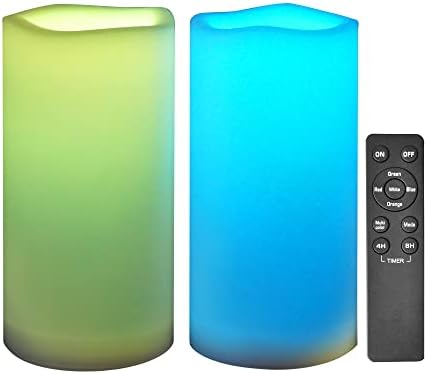 Color Changing Outdoor Battery Operated Flameless Candles Remote 4x8” 2 PCS by CANDLE+CHOICE