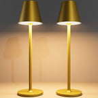 Timjorman 2-Pack Cordless Table Lamps - 5000mAh Rechargeable Battery Operated Desk Lamp, 3-Level Dimmable LED Night Light for Bedroom, Dining, Restaurant - Metal Design (Bronze 2PACK) by Timjorman