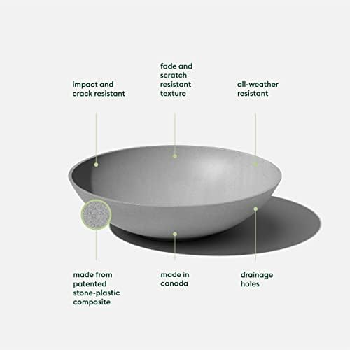 Veradek Mason Series Lane Bowl Planter-Large Round Planter for Indoor or Outdoor Tabletops/Gardens |Made from Plastic & Concrete with Drainage Holes|Modern Décor for Flowers, Succulents, Small Plants - Image 3