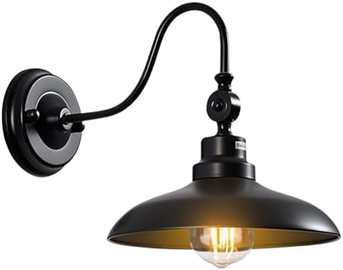 Outdoor Wall Lights, Matte Black Farmhouse Gooseneck Barn Light 9.8 inch Angle-Adjustable Waterproof Exterior Wall Light Fixtures Modern Wall Mount Porch Lights for House Garage Doorway by RIIGOOG
