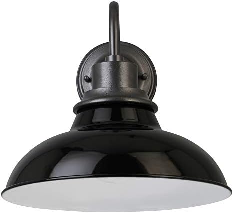 Design House 588566-GBG Hamilton Industrial Farmhouse 1-Light Indoor/Outdoor Wall Mount 12-Inch Light with Metal Shade for Porch Entryway Kitchen, Gloss Black and Galvanized - Image 2