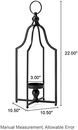 Glitzhome 22" H Modern Farmhouse Black Metal Lantern Decorative Hanging Candle Lanterns (Large) - Image 5