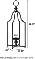 Glitzhome 22" H Modern Farmhouse Black Metal Lantern Decorative Hanging Candle Lanterns (Large) - Image 5