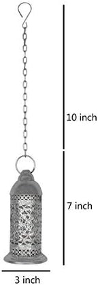 Lalhaveli Retro Iron Candle Lantern Moroccan Wrought Iron Metal Candle Holder Hanging Lamp Horse Light Lantern for Home Decor 7 x 3 Inch - Image 7