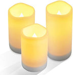 NURADA Large Outdoor Solar Powered Candles - Flameless Pillar Waterproof Rechargeable Candle Set, White Resin, LED Light,Rechargeable Solar Battery Included, for Patio Decor, 3.25"x4"5" 6" by NURADA