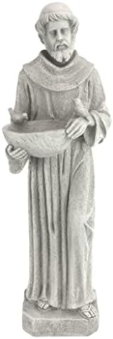 Design Toscano Nature's Nurturer Francis Assisi Religious Garden Decor Statue Bird Bath Feeder, Small, 20 inch, Cast Stone Resin, Antique Stone Finish - Image 3