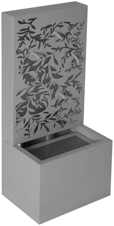 30.71" H Light Gray Metal Leaf Cutout Outdoor Water Wall Fountain with LED Lights, Waterfall Feature for Patio Garden Backyard Decor - Image 7