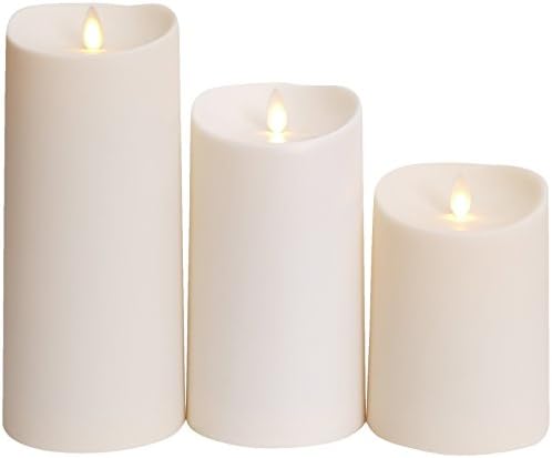 Luminara Outdoor Flameless Candle: Plastic Finish, Unscented Moving Flame Candle with Timer (5" Ivory) - Image 3