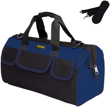 FASTECH 22 Inch Heavy Duty Tools Bag With Wide Mouth for Tool Storage, Carrier and Organizer, Tool Bag for Men/Women, Wide Mouth Tote Bag With Inside Pockets (22 Inch) by FASTECH