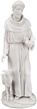 Design Toscano Francis of Assisi, Patron of Animals Religious Statue Figurine, 11 inches tall, Cast Marble Resin, White Finish - Image 2