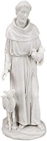 Design Toscano Francis of Assisi, Patron of Animals Religious Statue Figurine, 11 inches tall, Cast Marble Resin, White Finish - Image 2