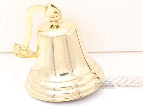 Solid Brass Wall Mounted Ship Hanging Bell for Reception, School, Outdoor,Indoor, Dinner & Chruch - 7 Inch by The Metal Magician by The+Metal+Magician