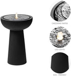 23.23" H Outdoor Water Fountain Made with Eco-Friendly Recyclable Materials, Polyethylene Bird Bath Bubbler Water Fountain Outdoor, Garden Decor with LED Light & Pump for Patio (Black) - Image 4
