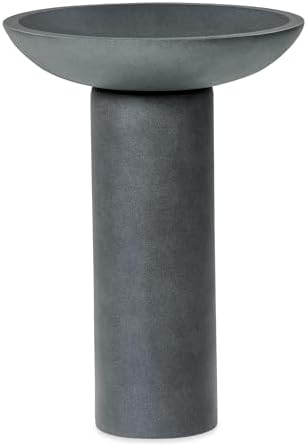 Christopher Knight Home Hanna 25.98" H Bird Bath for Outside, Minimalist Pedestal Bird Baths Bowl, Polyresin Bird Bath with Modern Style Design for Garden Decor & Bird Attraction, Gray - Image 3