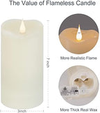 TECHLONG Flameless Candles with Remote Timer, 3D Moving Flickering Flame Battery Operated Candles Lasting 1000+ Hours, 3" x 7" Ivory Real Wax Electric LED Pillar Candles, Set of 2 - Image 2