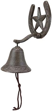 Ebros Gift Cast Iron Rustic Vintage Western Star Horseshoe Door Wall Dinner Yard Bell Outdoor Southwestern Farmhouse Cowboy Cowgirl Accent Bells by EbrosGift