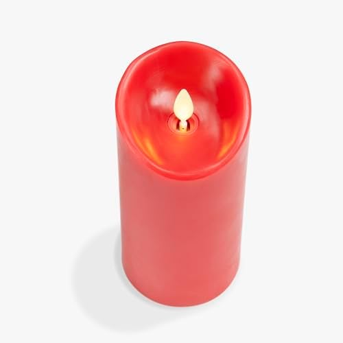 Luminara Flameless LED Battery Operated Flickering Pillar Moving Flame Candles (True Red, 3" x 6.5") - Image 3
